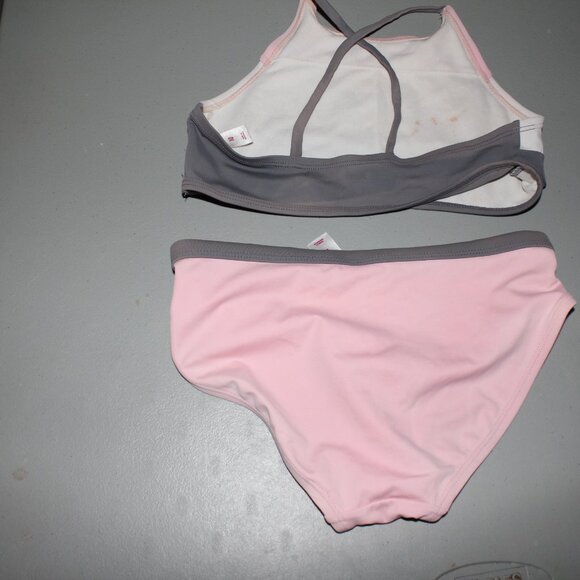 Pink & Grey 2 Pcs Justice Bikini Swimsuit Size 10 - Picture 5 of 10